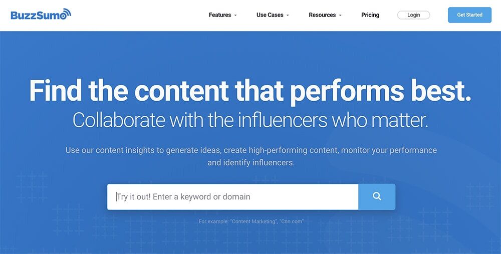 Buzzsumo homepage screenshot