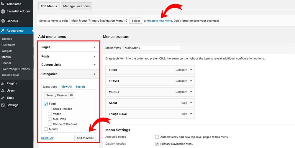 How to start a blog and How to create a menu for your blog in WordPress