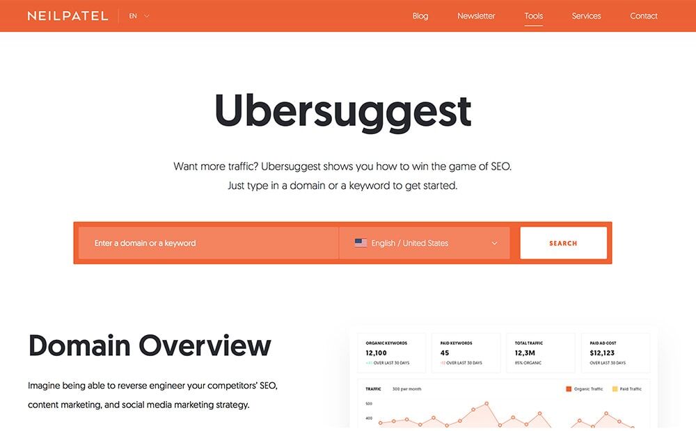 Ubersuggest screenshot